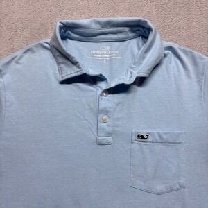 Vineyard Vines Edgartown Polo Mens S Blue Short Sleeve Pima Cotton Blend